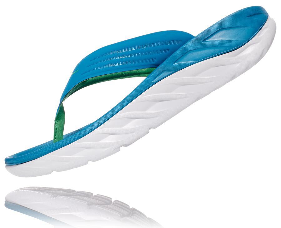 Hoka One One Mens Sandals - ORA Recovery Flip - Blue/White - DNCU57063